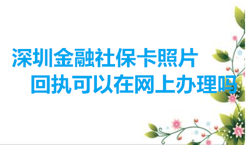 深圳进入社保卡照片回执可以在网上办理吗
