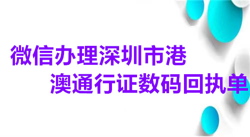 微信办理深圳市港澳通行证数码回执单
