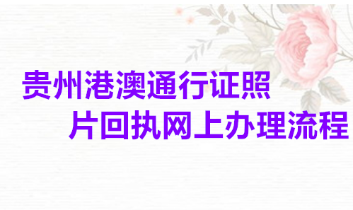 贵州港澳台通行证照片回执网上办理流程