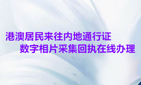 港澳台居民来往内地通行证数字相片采集回执在线办理