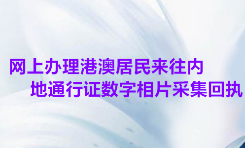 网上办理港澳台居民来往内地通行证数字相片采集回执