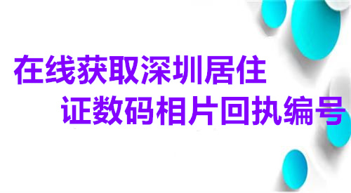 在线办理深圳居住证数码相片回执编号